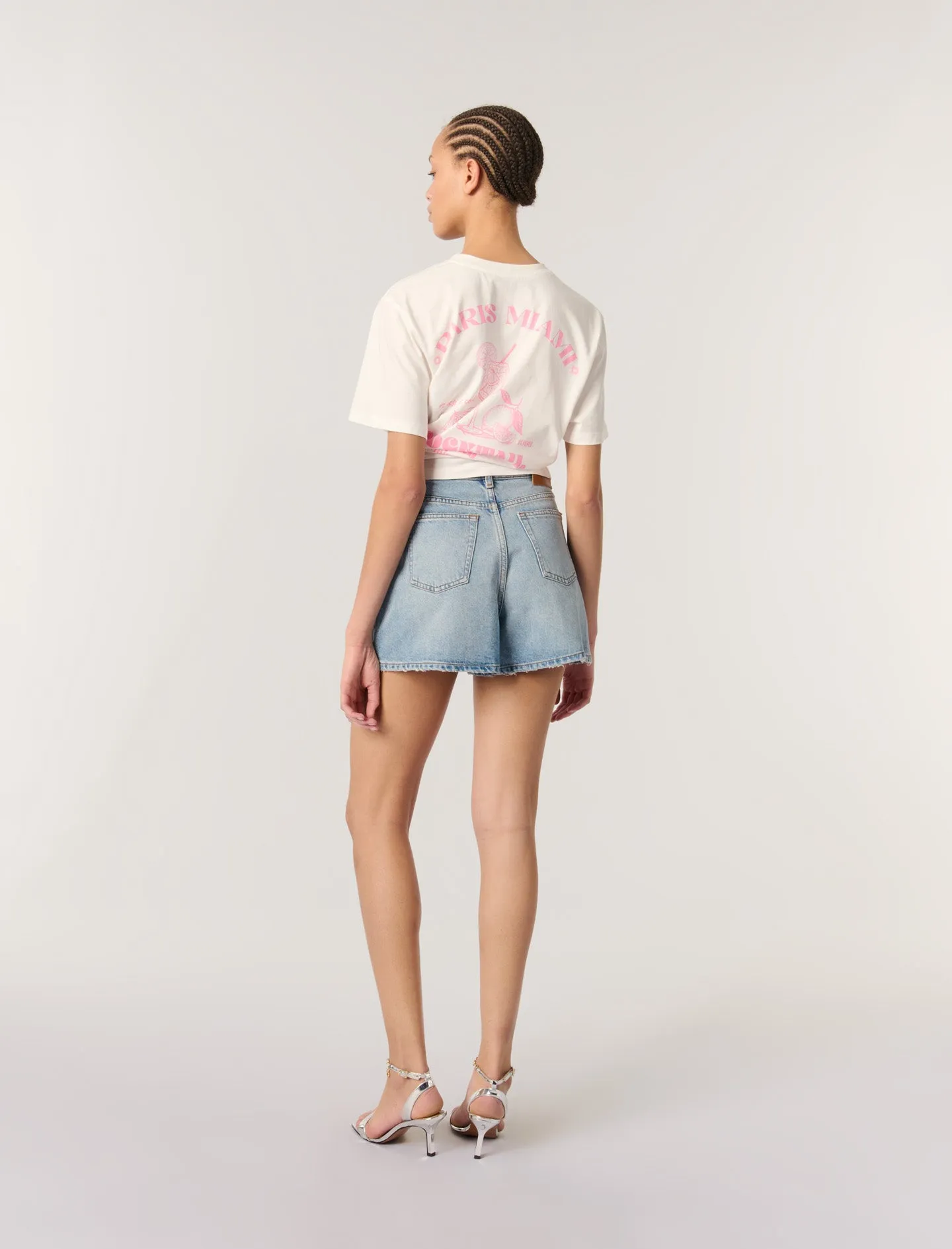 Studded denim shorts