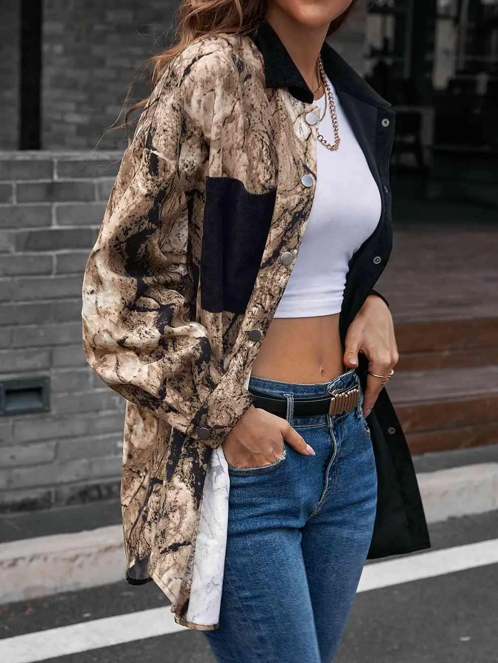 Stylish Contrast Color Dropped Shoulder Shirt
