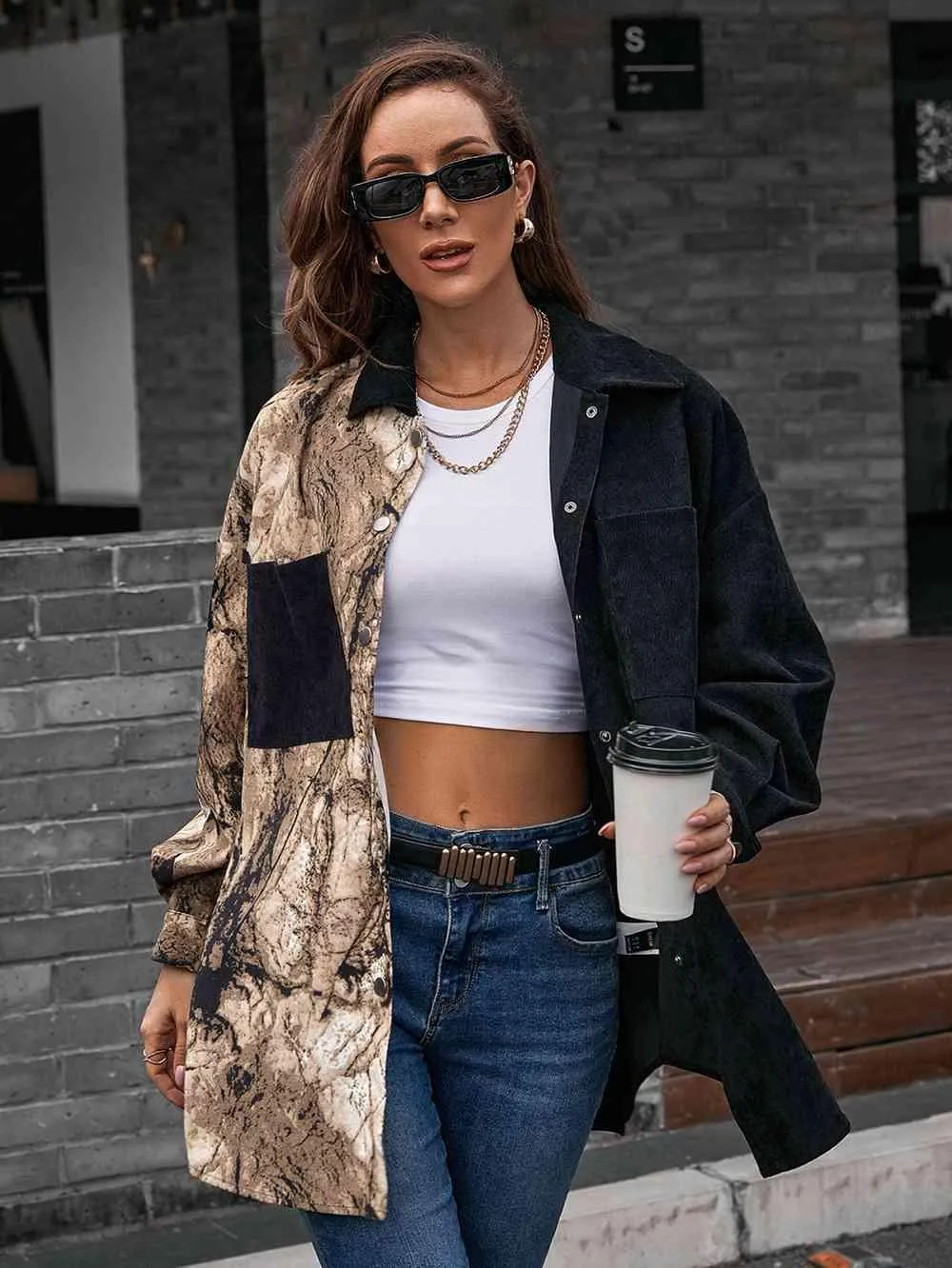 Stylish Contrast Color Dropped Shoulder Shirt