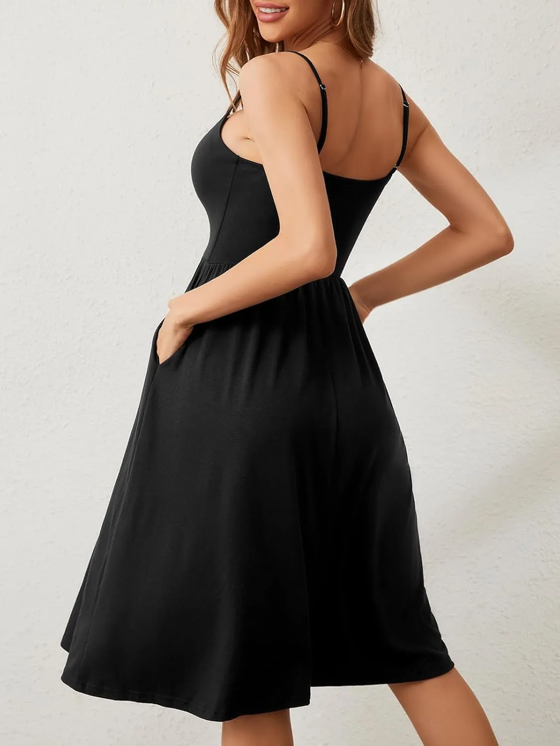Sundresses for Women 2025 with Pockets Sleeveless Spaghetti Strap Aline Summer Dresses