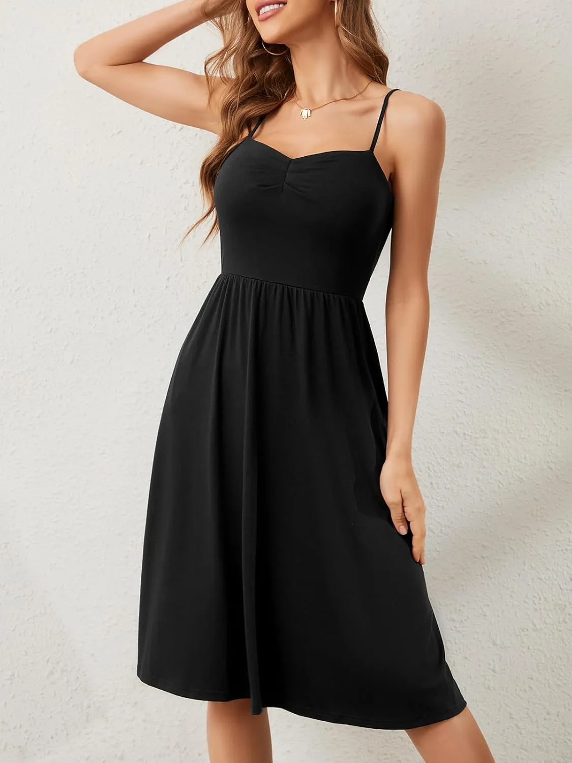 Sundresses for Women 2025 with Pockets Sleeveless Spaghetti Strap Aline Summer Dresses