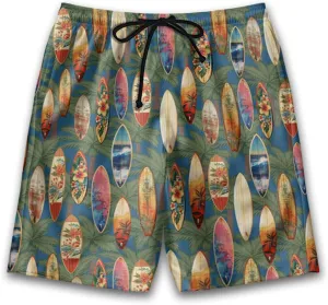 Surf Spot Mens Swim Trunks - Tropical Hawaiian Mens Shorts Casual - Summer Drawstring Beachwear Shorts PA106