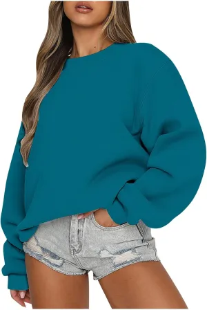 Sweatshirt for Women Loose Fit Casual Outfits Tops Long Sleeve Crew Neck Pullover Hoodie 2024 Fall Fashion Clothes