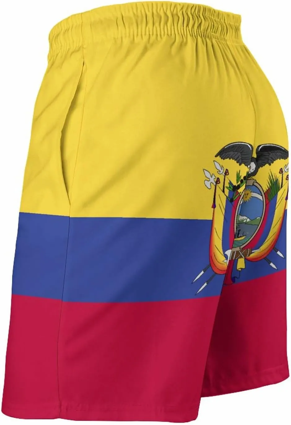 TAIZIYEAH Ecuador Flag Beach Shorts Casual Men's Swimming Trunks with Pockets Quick-Drying Printed Shorts L