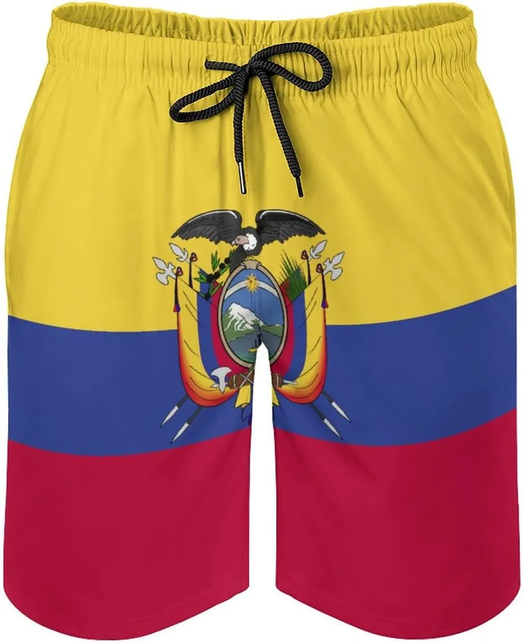 TAIZIYEAH Ecuador Flag Beach Shorts Casual Men's Swimming Trunks with Pockets Quick-Drying Printed Shorts L