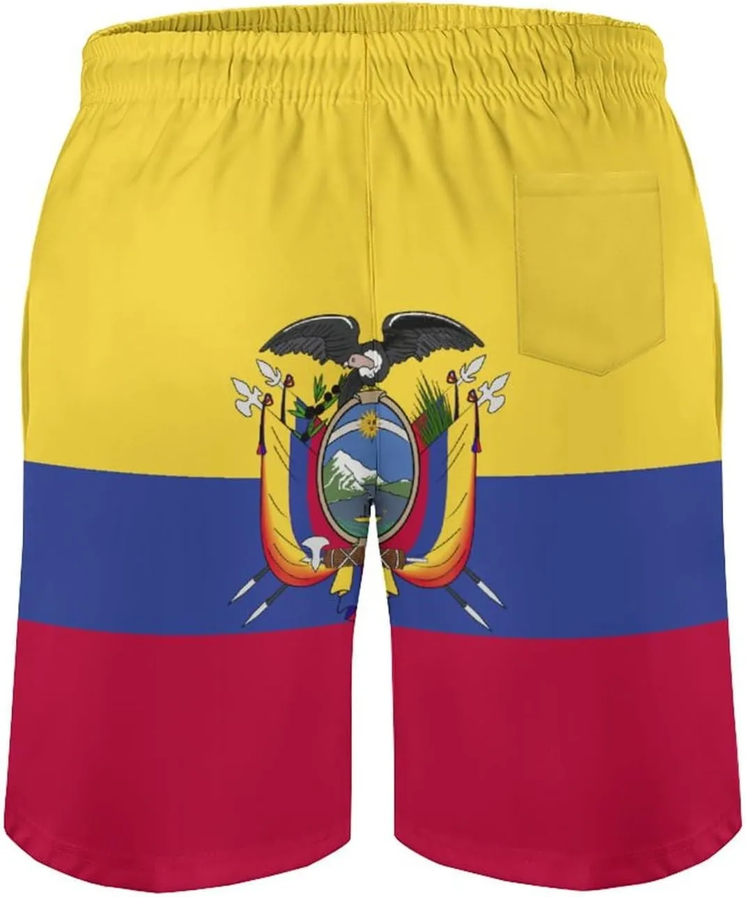 TAIZIYEAH Ecuador Flag Beach Shorts Casual Men's Swimming Trunks with Pockets Quick-Drying Printed Shorts L