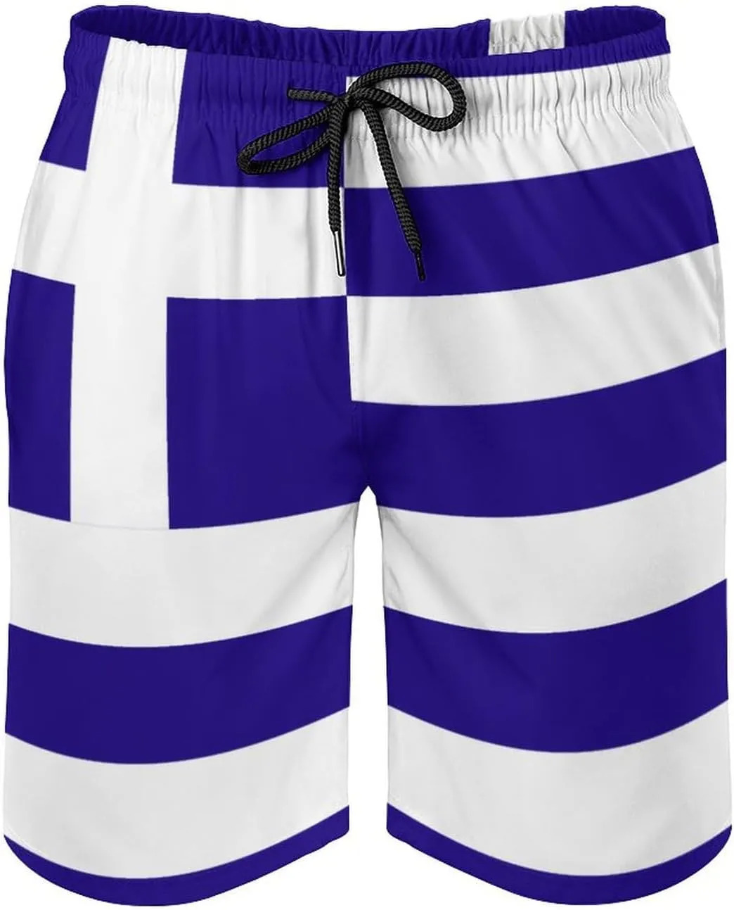 TAIZIYEAH Greece Flag Beach Shorts Casual Men's Swimming Trunks with Pockets Quick-Drying Printed Shorts L