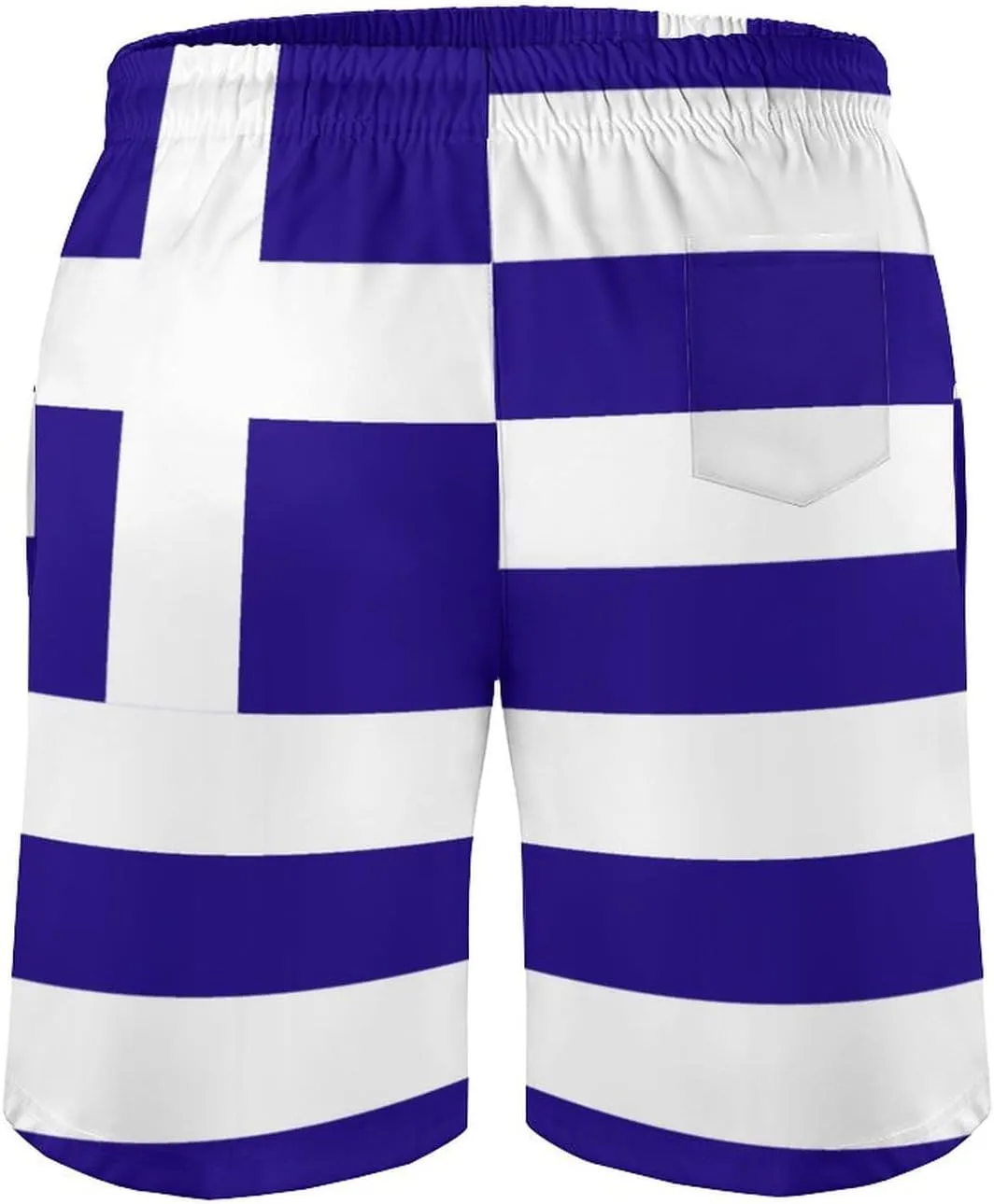TAIZIYEAH Greece Flag Beach Shorts Casual Men's Swimming Trunks with Pockets Quick-Drying Printed Shorts L