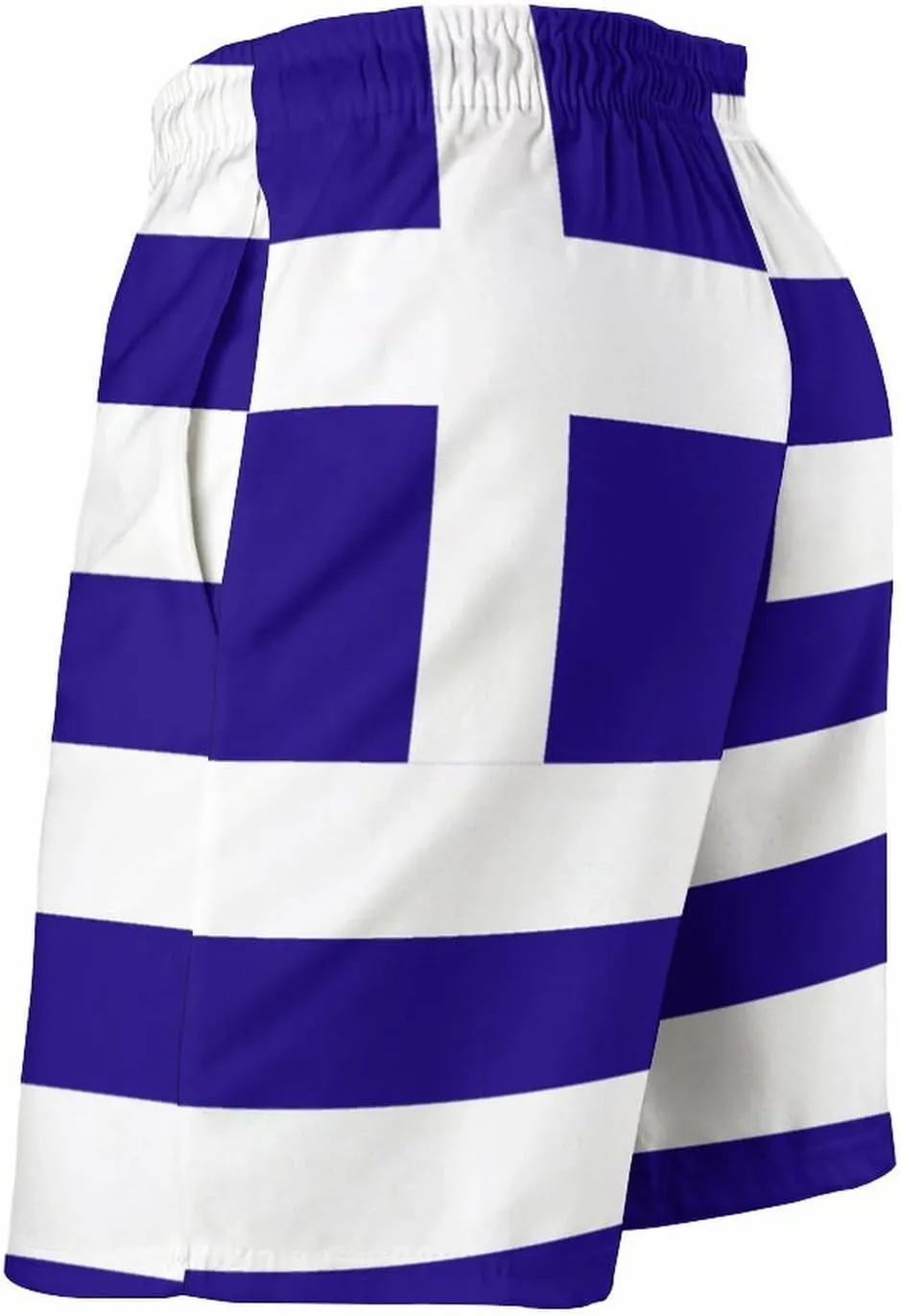 TAIZIYEAH Greece Flag Beach Shorts Casual Men's Swimming Trunks with Pockets Quick-Drying Printed Shorts L