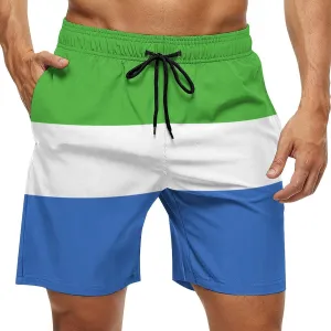 TAIZIYEAH Sierra Leone Flag Beach Shorts Casual Men's Swimming Trunks with Pockets Quick-Drying Printed Shorts XL