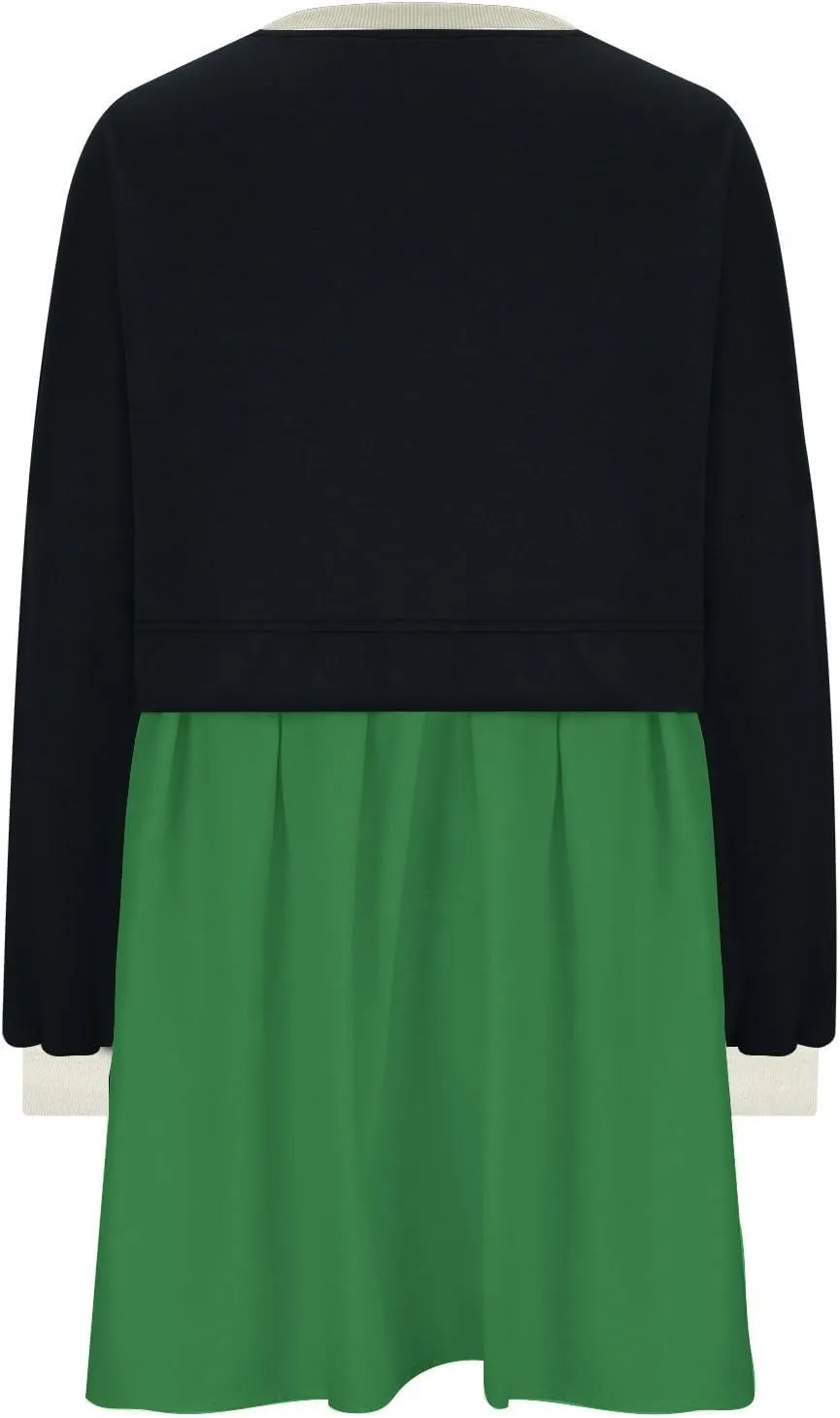 TANGNADE Women Oversized Sweatshirt Dress Long Sleeve Crewneck Patchwork Pleated Pullover Mini Dresses Fall Outfits 2024