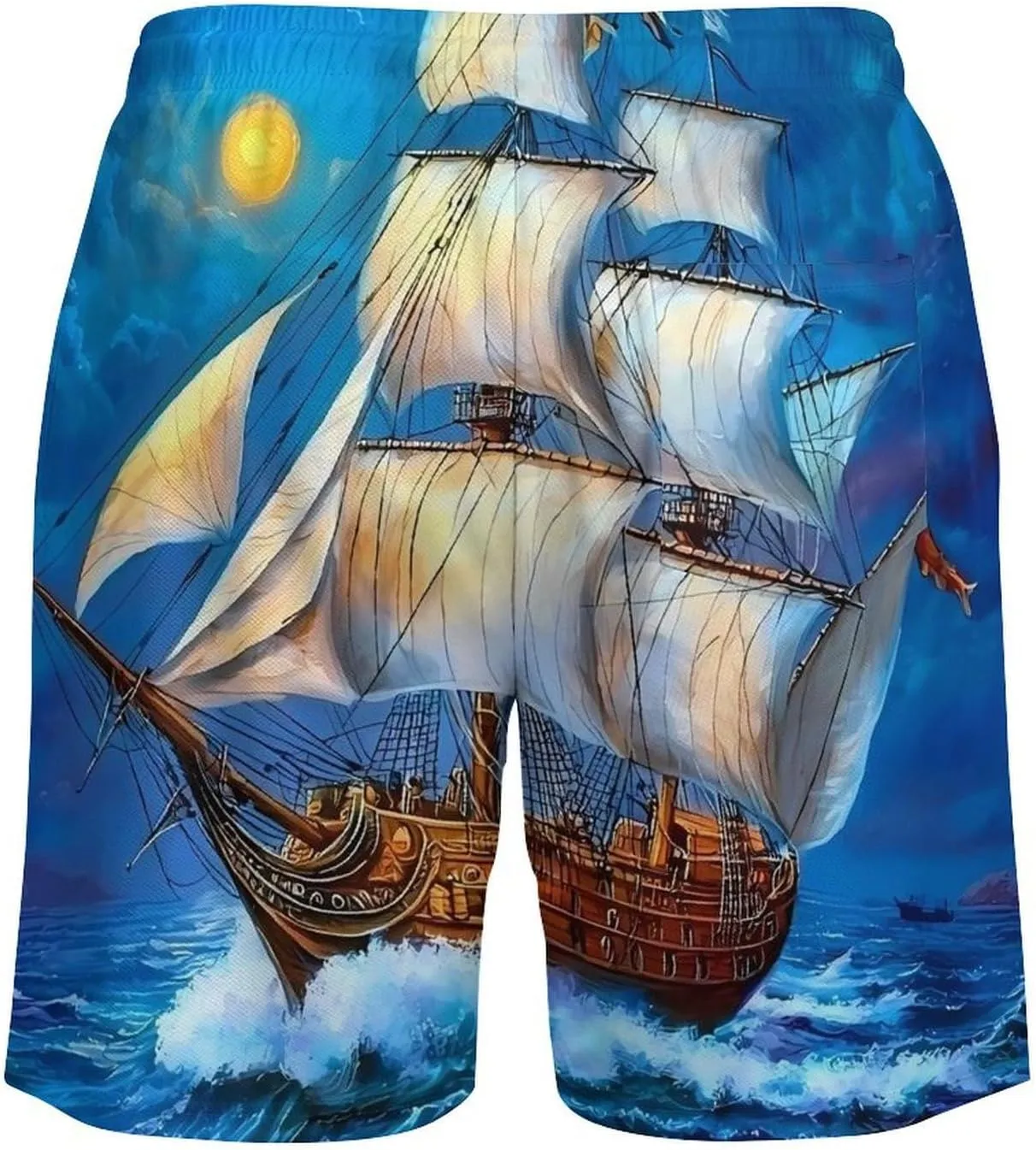 The Ship from The Dream Casual Beach Shorts for Men Elastic Waist Drawstring Swim Shorts With Compression Liner