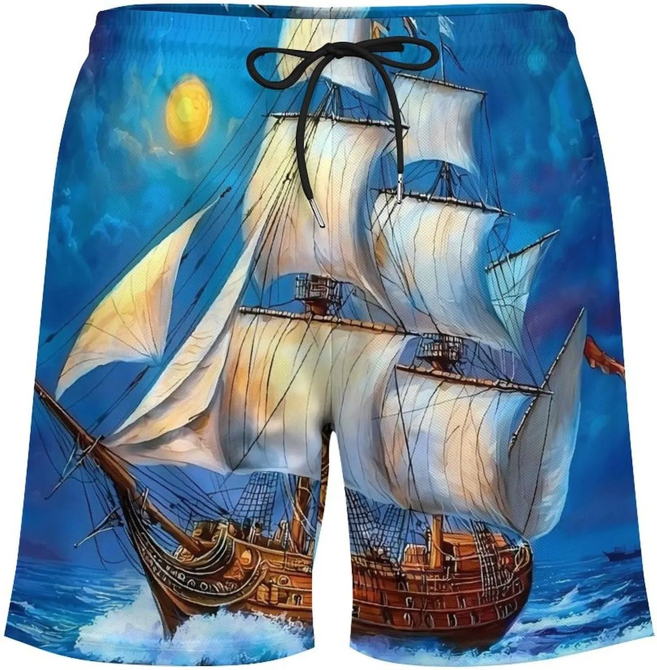 The Ship from The Dream Casual Beach Shorts for Men Elastic Waist Drawstring Swim Shorts With Compression Liner
