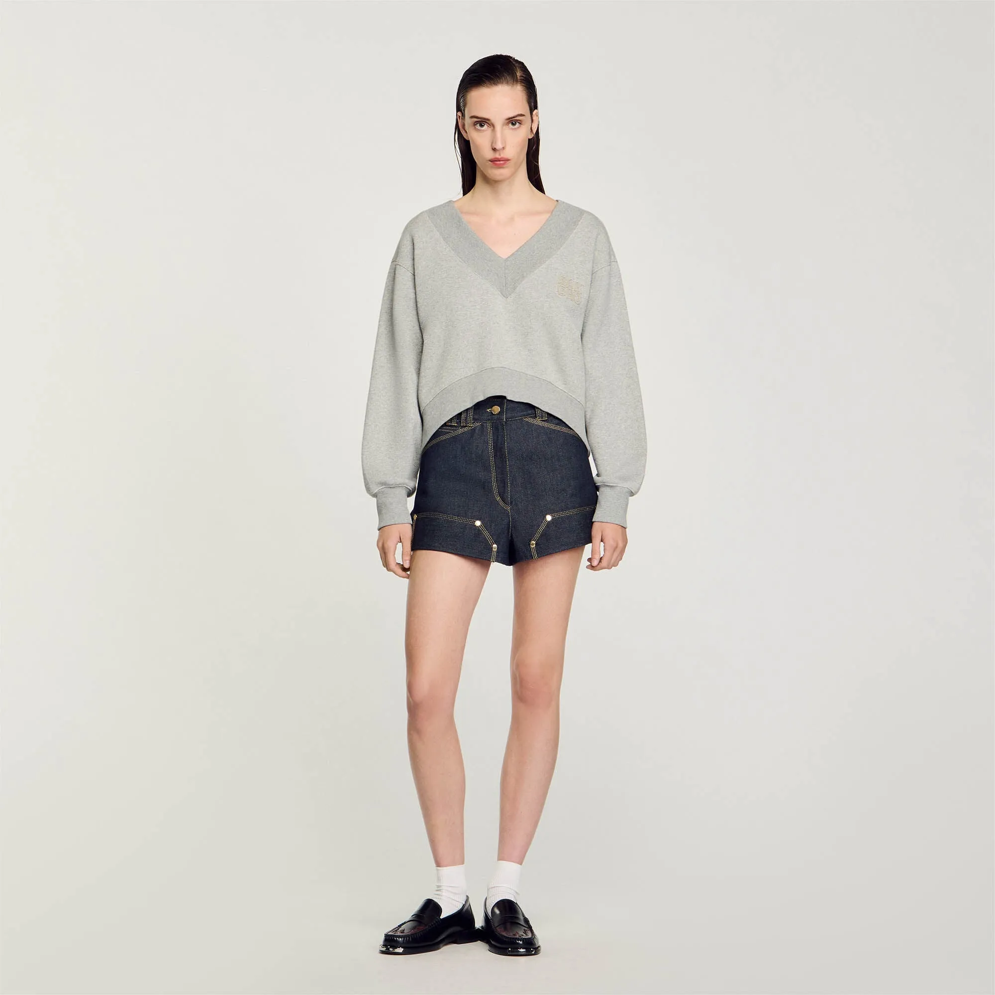 Theophile Cropped Sweatshirt Grey