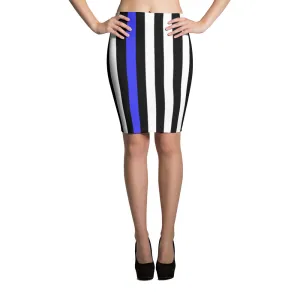 Thin Blue Line Pencil Skirt - Black Sides