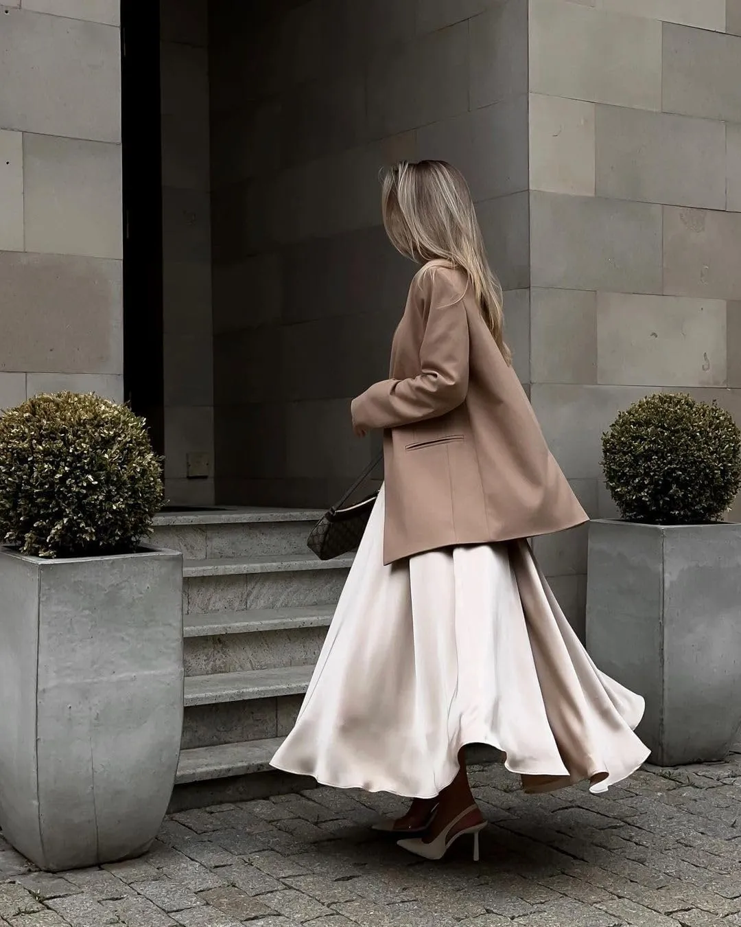 THLAI Women Satin Skirt Midi Skirt High Waist Silky Satin Skirt Elegant Aline Pleated Work Skirt Long Skirt White Satin Skirt