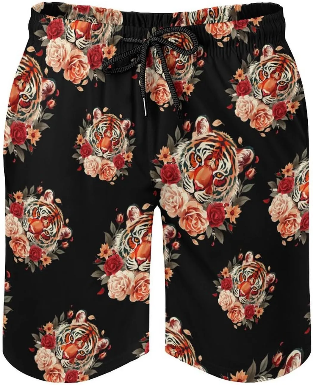Tiger Flower Men's Swim Trunks Quick Dry Board Shorts Breathable Summer Beach Shorts Bathing Suits