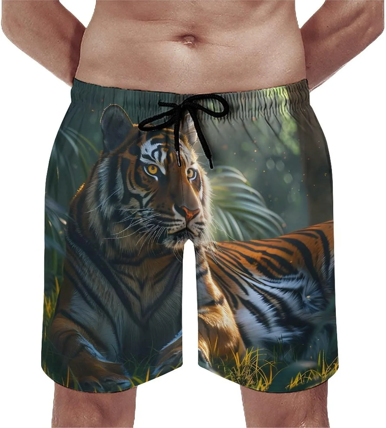 Tiger Men's Swim Trunks Quick Dry Board Shorts Breathable Summer Beach Shorts Bathing Suits