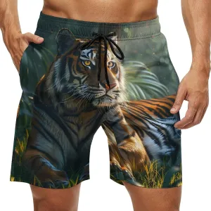 Tiger Men's Swim Trunks Quick Dry Board Shorts Breathable Summer Beach Shorts Bathing Suits