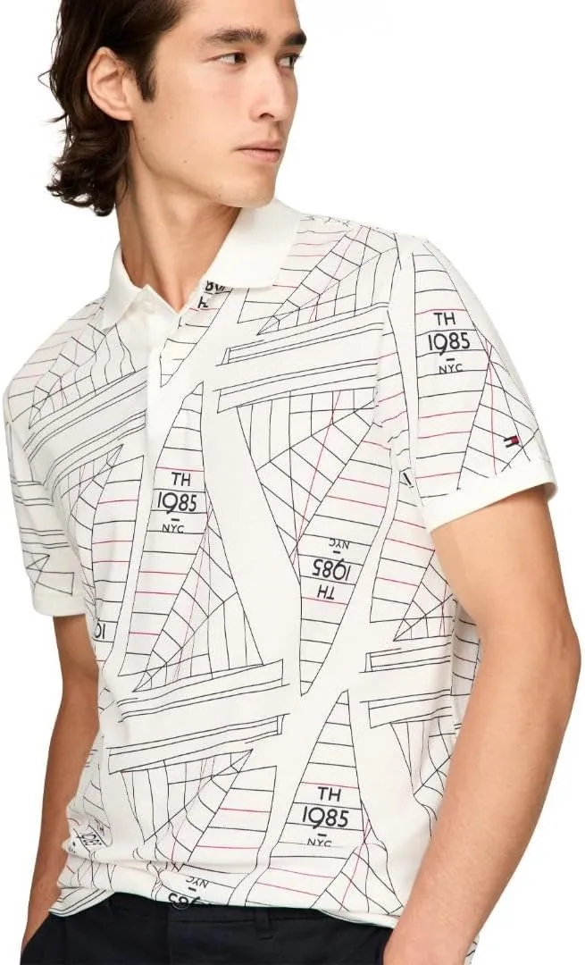 Tommy Hilfiger Men's Short Sleeve Casual Polo Shirts in Regular Fit with Sail Print Designs