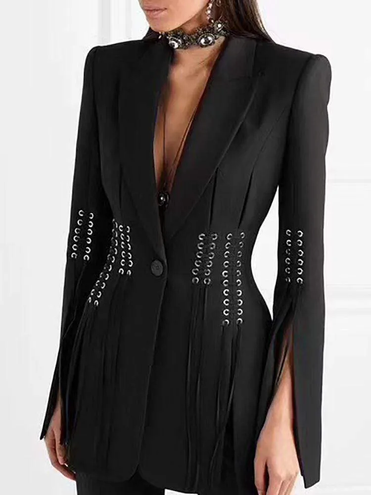Trend Drawstring Black Tuxedo Dresses