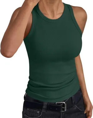 Trendy Queen Womens Tank Tops Summer Workout Racerback Ribbed Shirts Beach Vacation Outfits Spring Fashion Y2k Clothes
