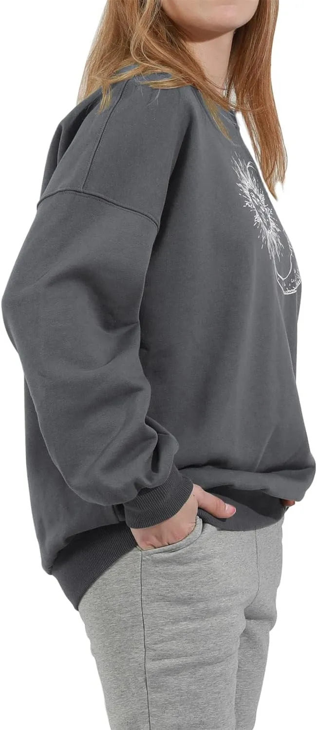 utcoco Womens Oversized Sweatshirts Graphic Long Sleeve Crewneck Loose Fit Casual Pullover Tops