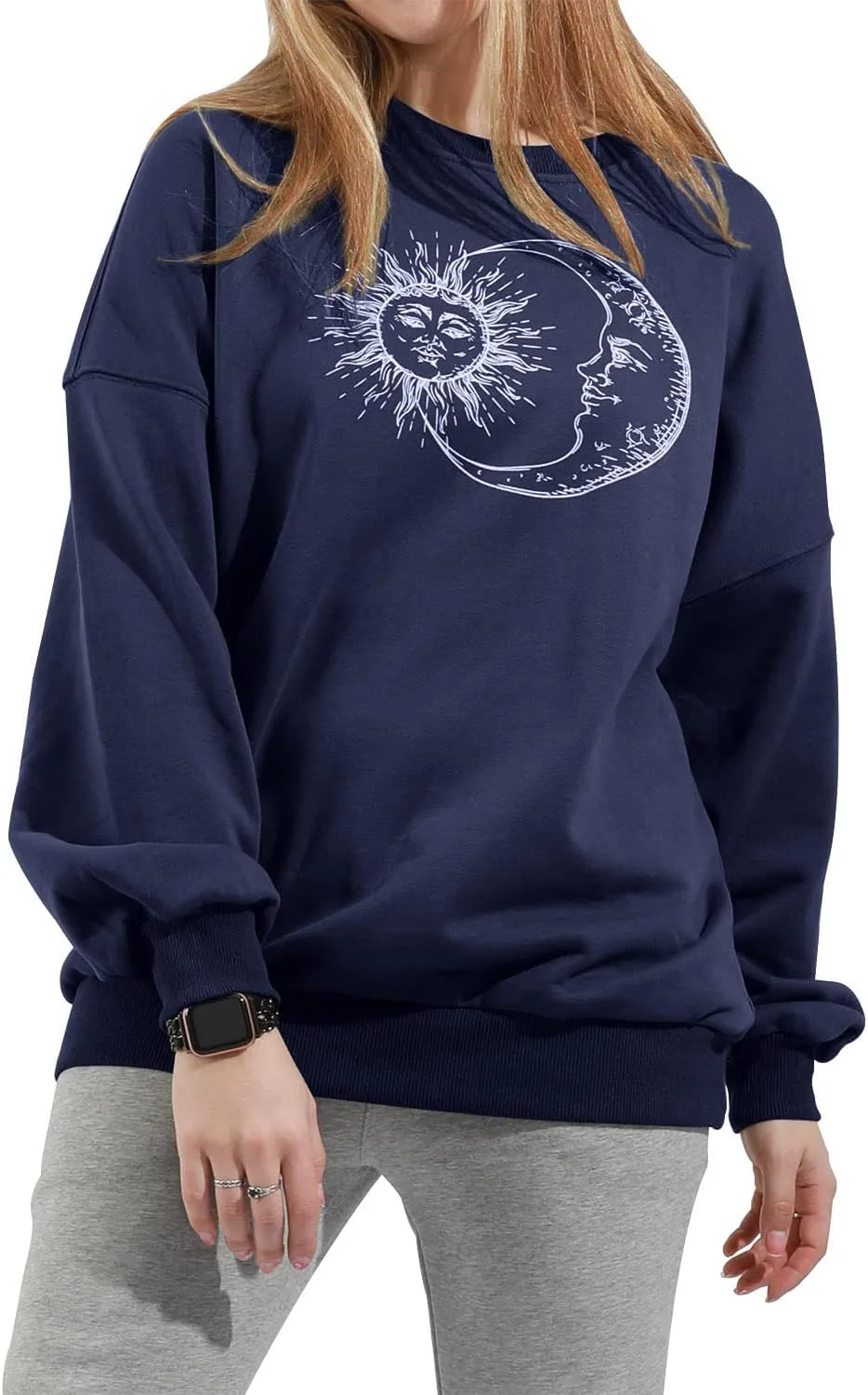 utcoco Womens Oversized Sweatshirts Graphic Long Sleeve Crewneck Loose Fit Casual Pullover Tops