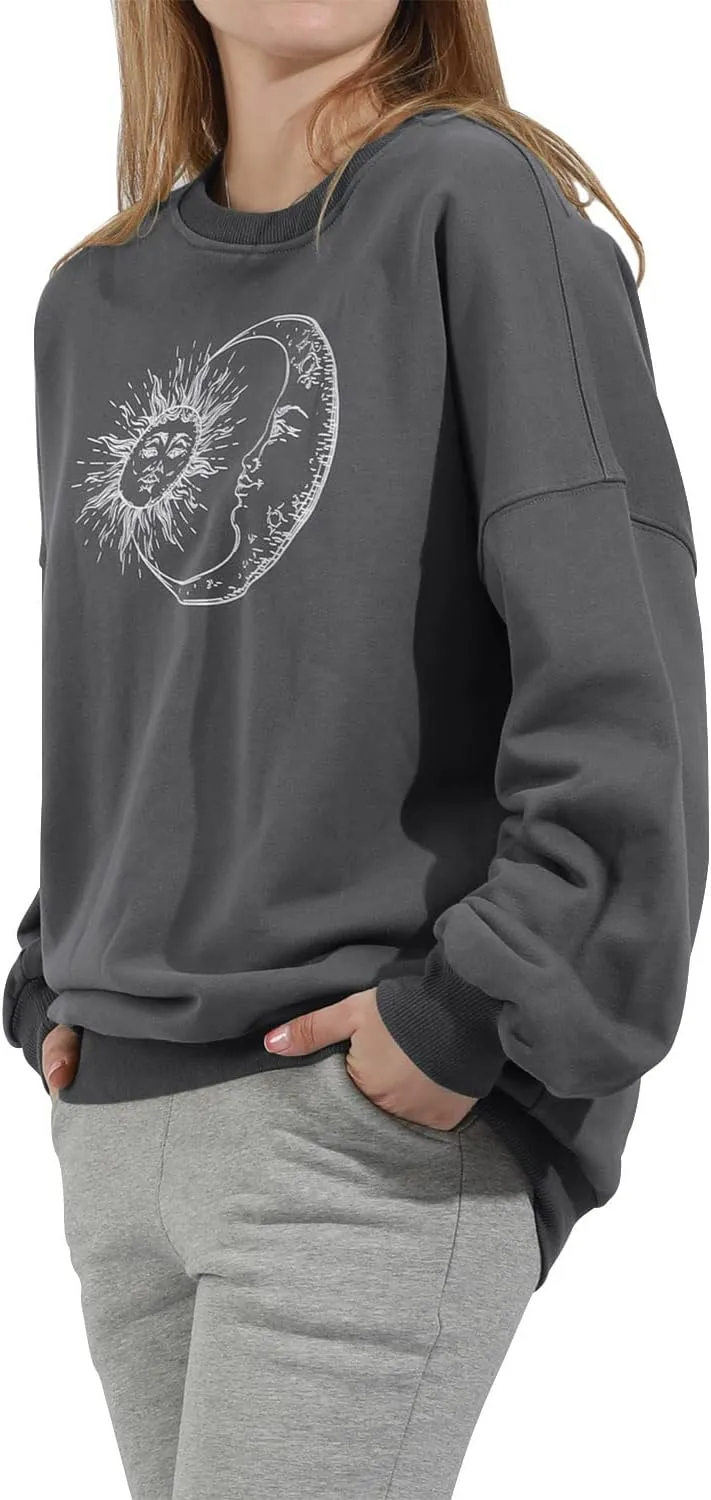 utcoco Womens Oversized Sweatshirts Graphic Long Sleeve Crewneck Loose Fit Casual Pullover Tops