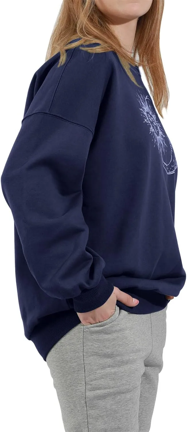 utcoco Womens Oversized Sweatshirts Graphic Long Sleeve Crewneck Loose Fit Casual Pullover Tops