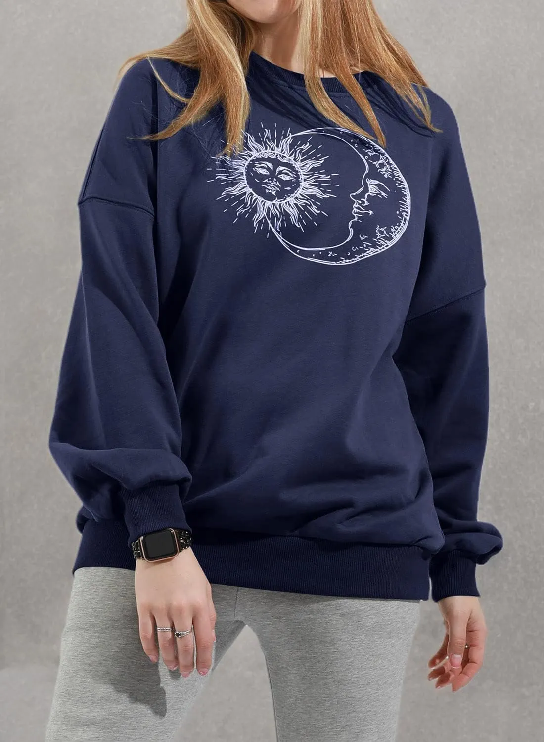 utcoco Womens Oversized Sweatshirts Graphic Long Sleeve Crewneck Loose Fit Casual Pullover Tops