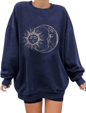 utcoco Womens Oversized Sweatshirts Graphic Long Sleeve Crewneck Loose Fit Casual Pullover Tops