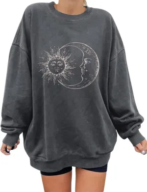 utcoco Womens Oversized Sweatshirts Graphic Long Sleeve Crewneck Loose Fit Casual Pullover Tops