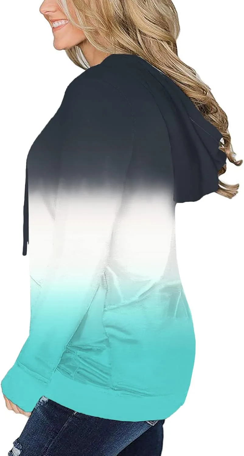 VISLILY Women-Plus-Size-Hoodies-Sweatshirts Color Block Tops with Pockets XL-4XL