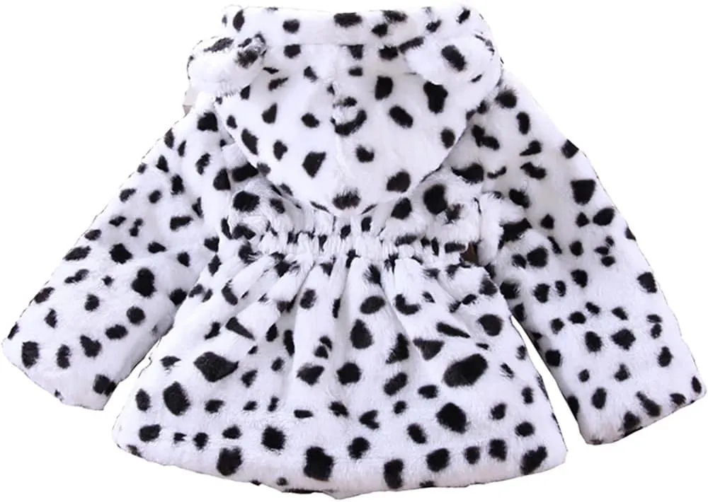 WEONEDREAM Toddler Girls Winter Fleece Coat Kids Hooded Faux Fur Jacket Baby Warm Outwear