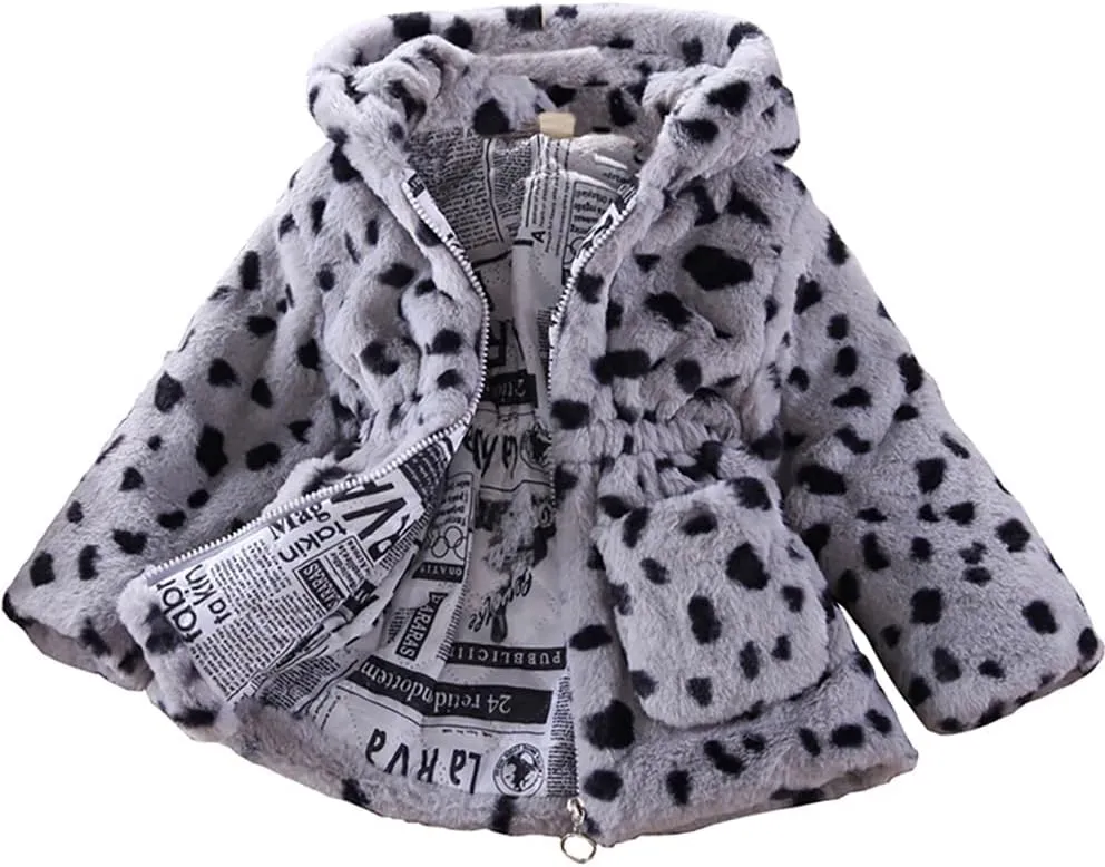 WEONEDREAM Toddler Girls Winter Fleece Coat Kids Hooded Faux Fur Jacket Baby Warm Outwear