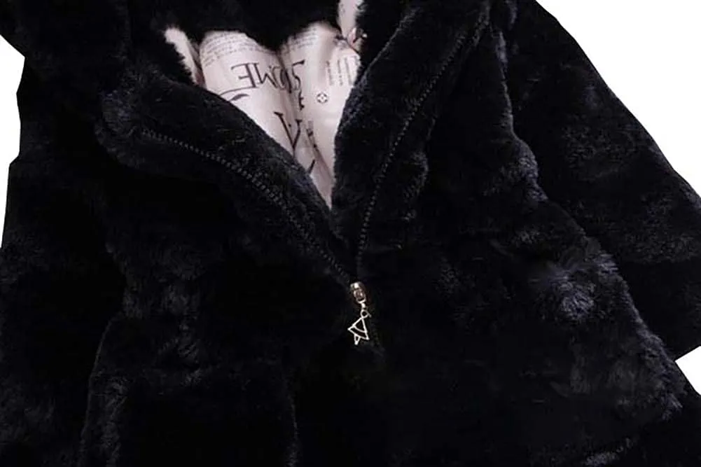 WEONEDREAM Toddler Girls Winter Fleece Coat Kids Hooded Faux Fur Jacket Baby Warm Outwear