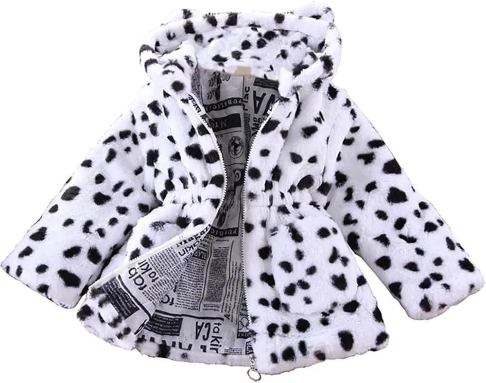 WEONEDREAM Toddler Girls Winter Fleece Coat Kids Hooded Faux Fur Jacket Baby Warm Outwear