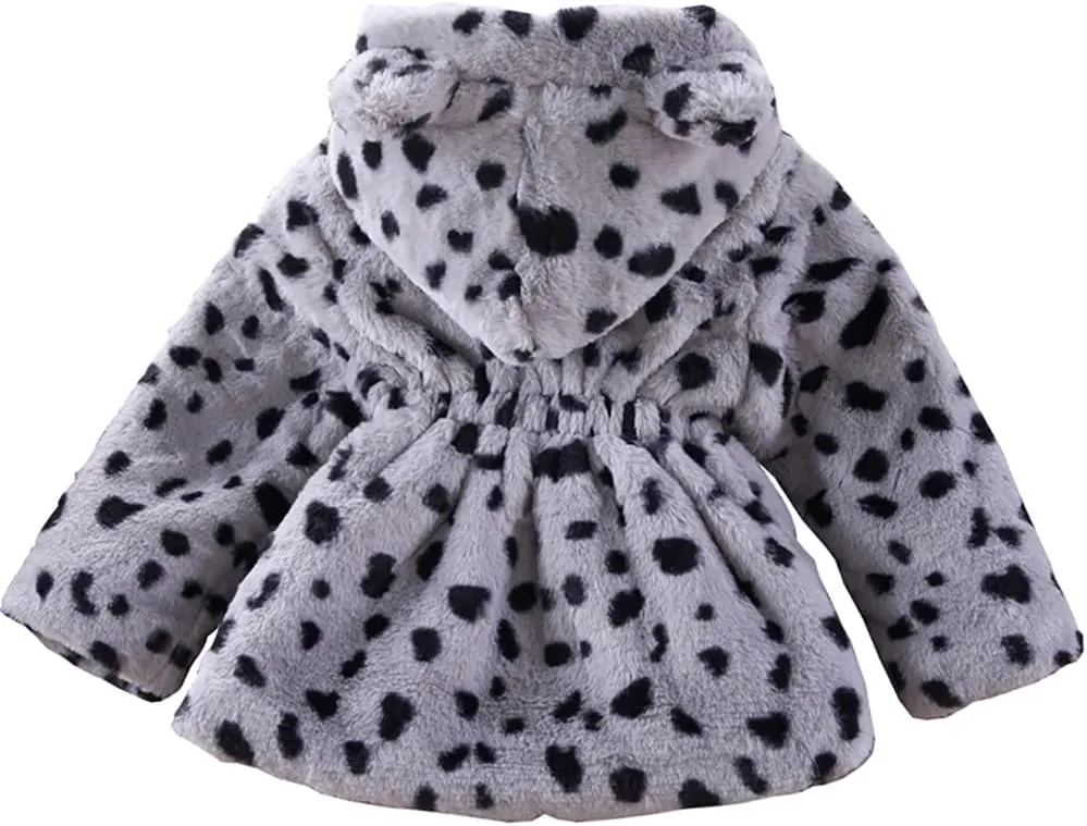WEONEDREAM Toddler Girls Winter Fleece Coat Kids Hooded Faux Fur Jacket Baby Warm Outwear