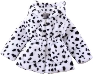 WEONEDREAM Toddler Girls Winter Fleece Coat Kids Hooded Faux Fur Jacket Baby Warm Outwear