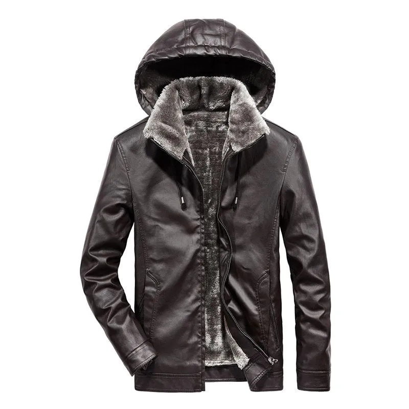 West Louis Faux Fur Liner Thicken Leather Coat