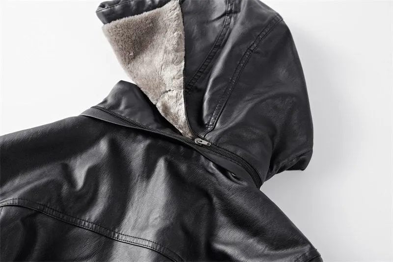 West Louis Faux Fur Liner Thicken Leather Coat