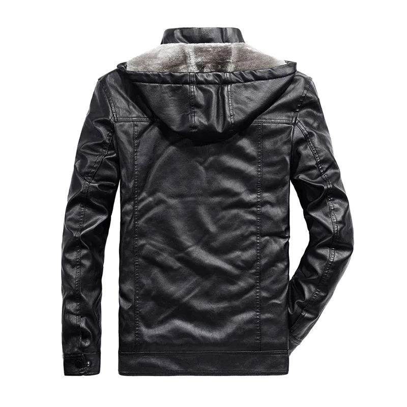 West Louis Faux Fur Liner Thicken Leather Coat