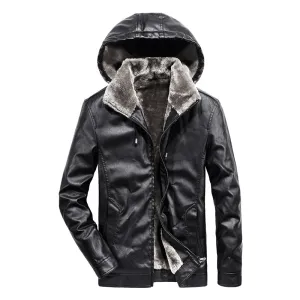 West Louis Faux Fur Liner Thicken Leather Coat