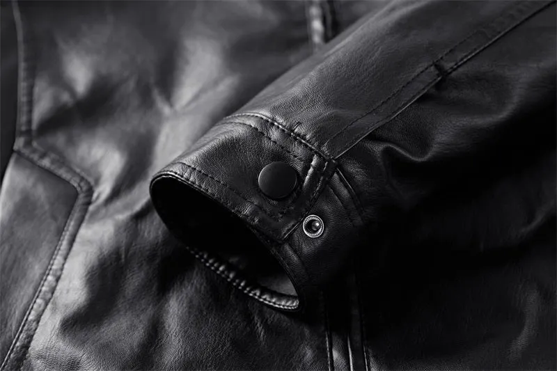 West Louis Faux Fur Liner Thicken Leather Coat