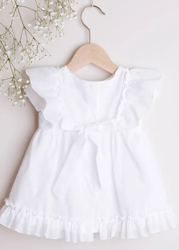 WHITE Cotton Christening Dress With Flowers  (DAISY)