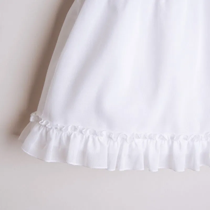 WHITE Cotton Christening Dress With Flowers  (DAISY)