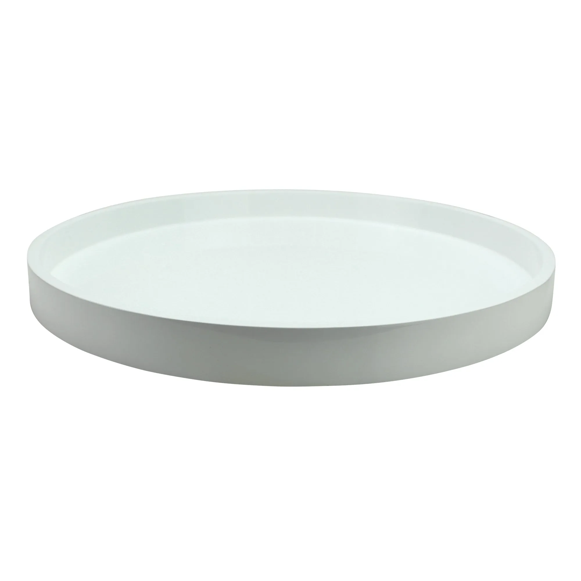White Straight Sided Round Medium Lacquered Tray