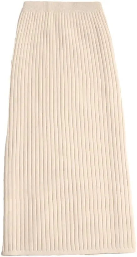 Women Sweater Skirt Midi Knitted Skirt High Waist Pencil Skirts Womens Winter Long Warm Split Knitting Skirts