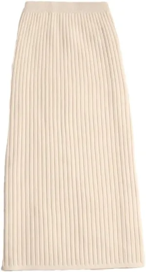 Women Sweater Skirt Midi Knitted Skirt High Waist Pencil Skirts Womens Winter Long Warm Split Knitting Skirts